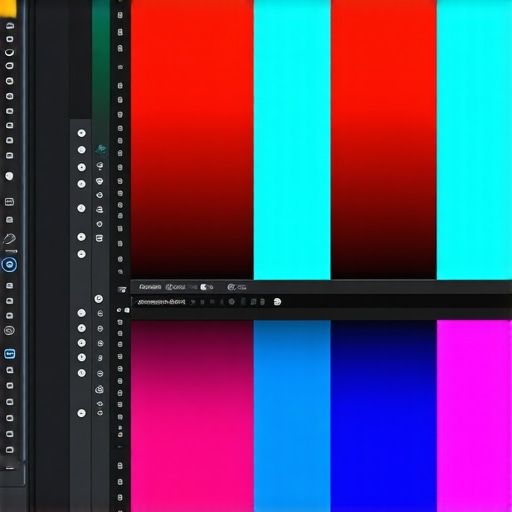 A close-up of a high-end editing monitor showing a smooth color gradient and complex masking layers.