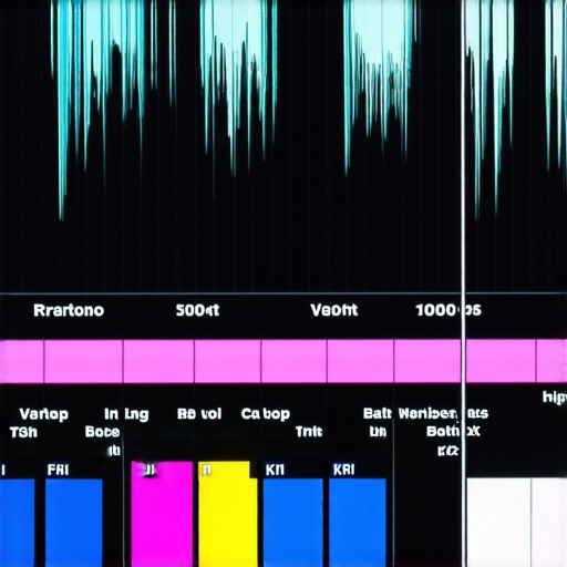 Close-up of a professional video editing software timeline with color grading scopes visible on a high-quality monitor.