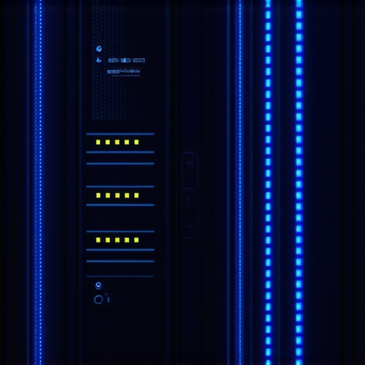 High-speed network-attached storage rack in a professional post-production studio