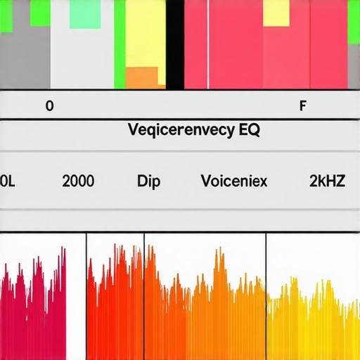 Close-up of audio editing software showing EQ frequency management for voice and music