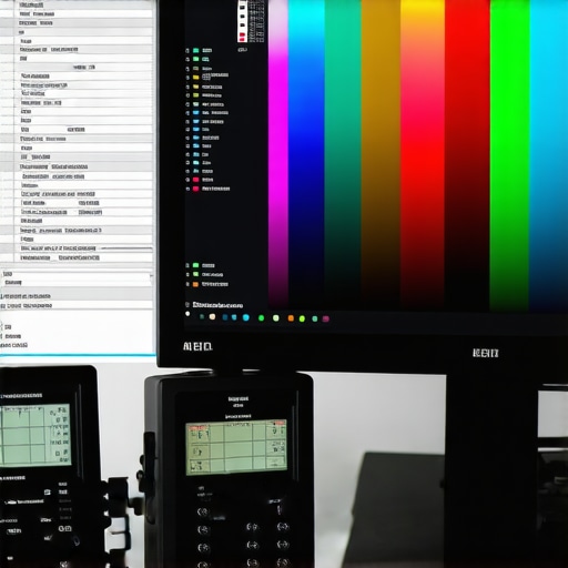 Professional Color Calibration and Delta E Testing Close-up of a colorimeter calibrating an IPS screen with a Delta E report visible.