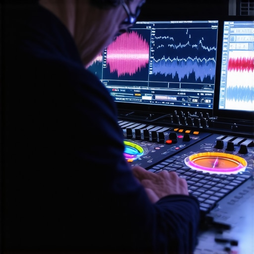 Advanced color grading setup with professional control panels and calibrated monitors.