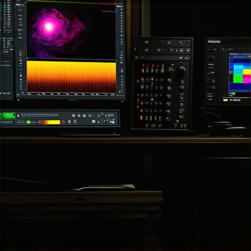 A calibrated IPS monitor being used for professional video color grading in a dark studio environment.