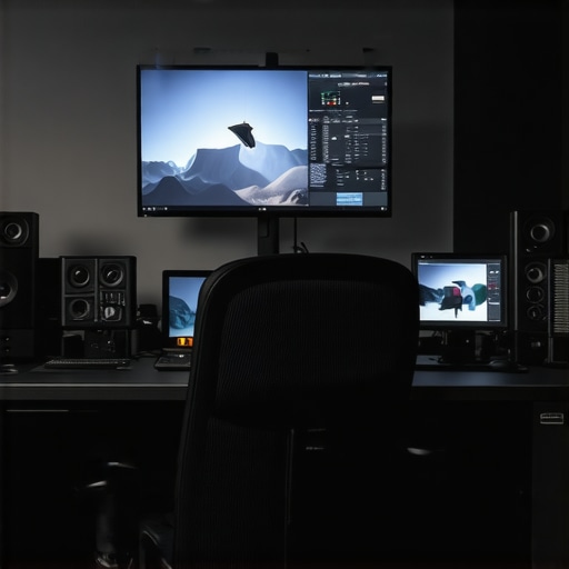 A professional color grading environment showing the importance of neutral walls and bias lighting.
