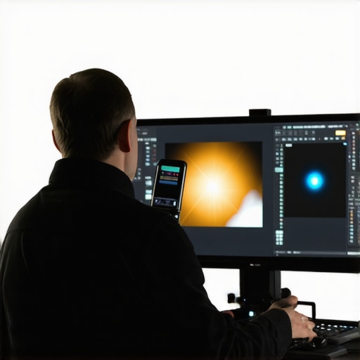 A colorimeter calibrating a professional monitor for accurate color grading.