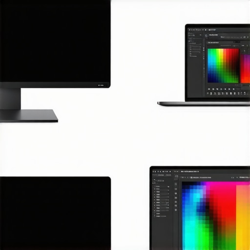Comparison between a professional IPS panel and a standard screen showing detail difference in video masking.