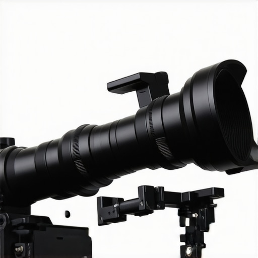 A detailed shot of a macro bellows attachment on a camera used to achieve high magnification while managing light fall-off.