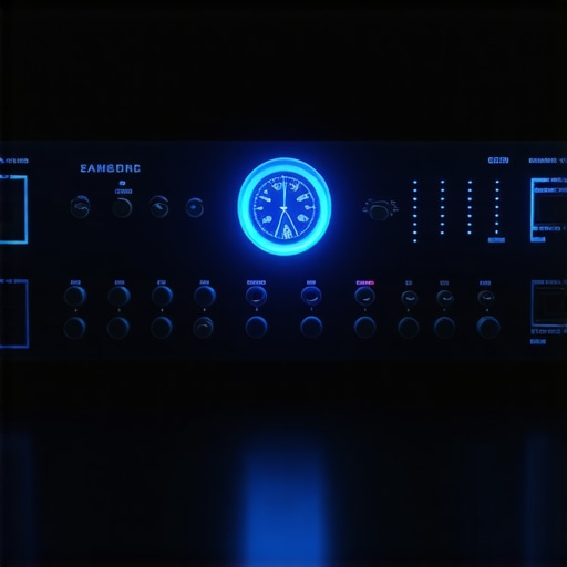 Close-up of professional studio clocking hardware and audio interface.