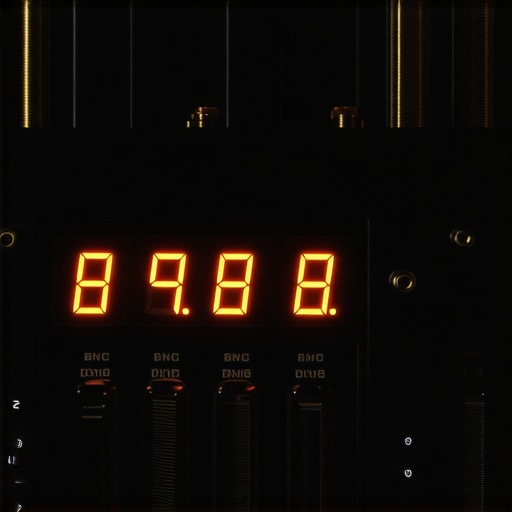 Close-up of a high-end digital master clock unit showing precise timing indicators for studio synchronization