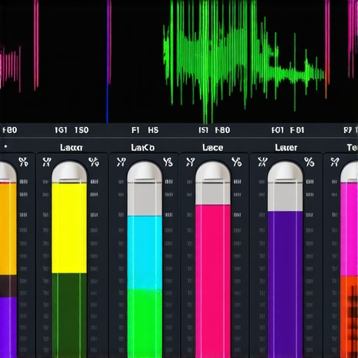 Close up of multiband compressor settings for audio editing