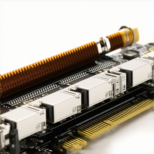 Macro view of a motherboard PCIe slot used for high-end video editing software performance.