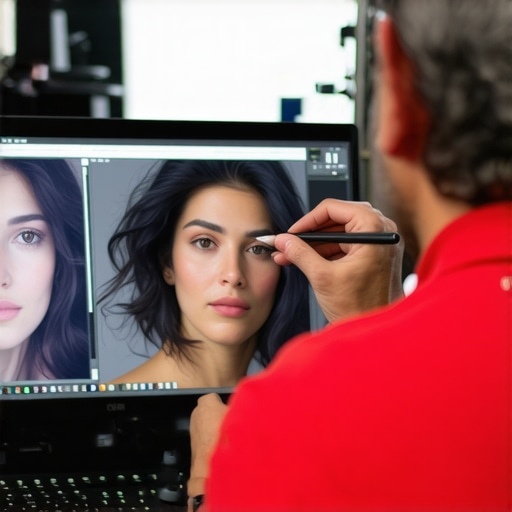 Photographer using advanced tools for photo editing