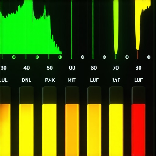 A close-up of a digital audio workstation showing precise loudness and peak meters for mobile audio mastering.