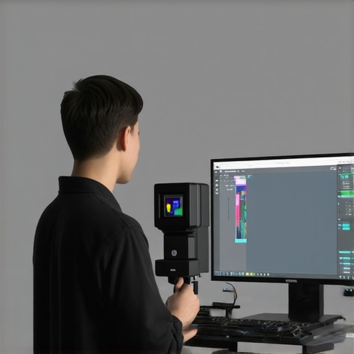Professional monitor calibration in an editing suite A colorimeter being used to calibrate a professional editing monitor for color accuracy.