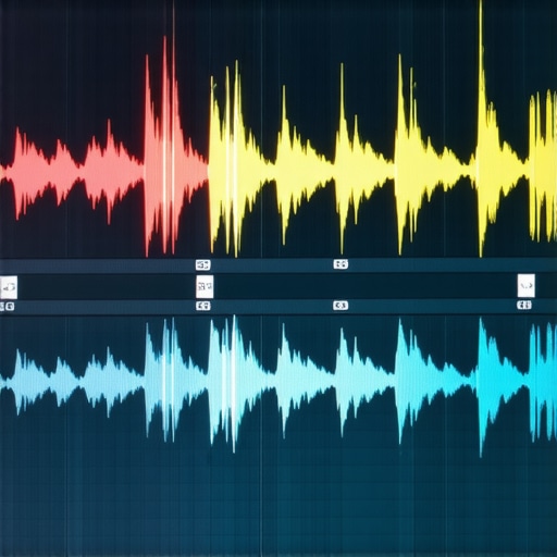 Close-up of a professional video editing timeline showing detailed audio waveforms and micro-fades for seamless dialogue editing.