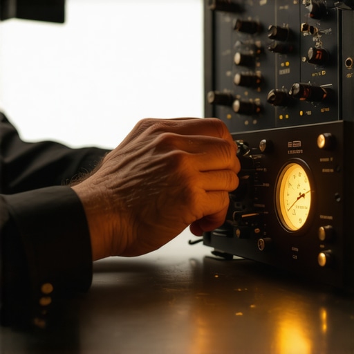 Professional audio compressor with glowing VU meters for precise dynamic control