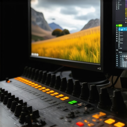 Professional color grading console with mechanical dials