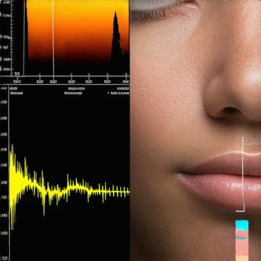 Close-up of video editing software interface showing vectorscope skin tone line analysis