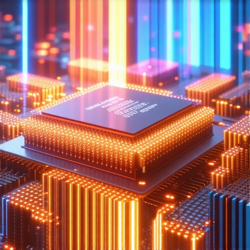 A 3D render of a CPU showing P-cores and E-cores for advanced video editing optimization.