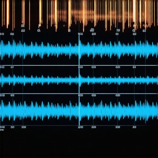 A professional video editing waveform monitor showing luminance fluctuations and flicker artifacts during a color grading session.